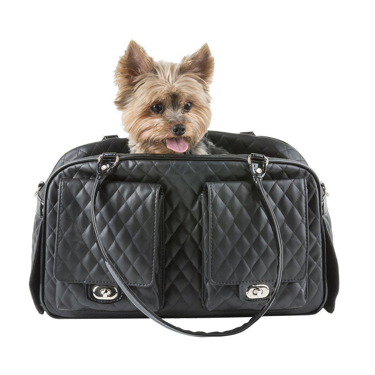 Petote Marlee Dog Carrier Black Quilted