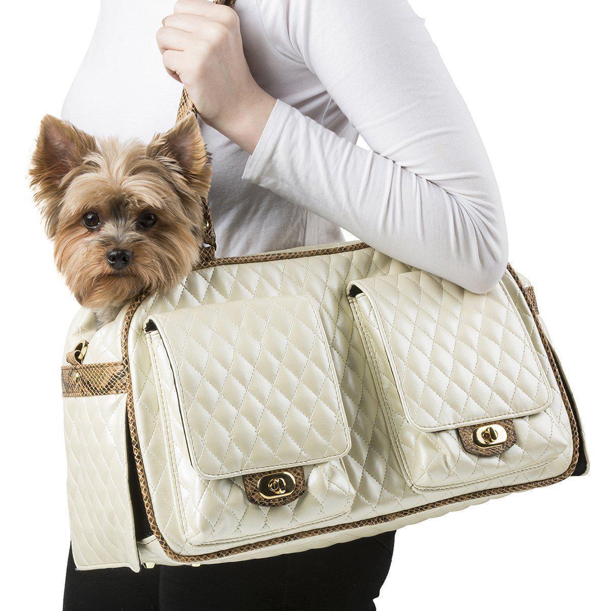 Petote Marlee Dog Carrier Ivory Quilted