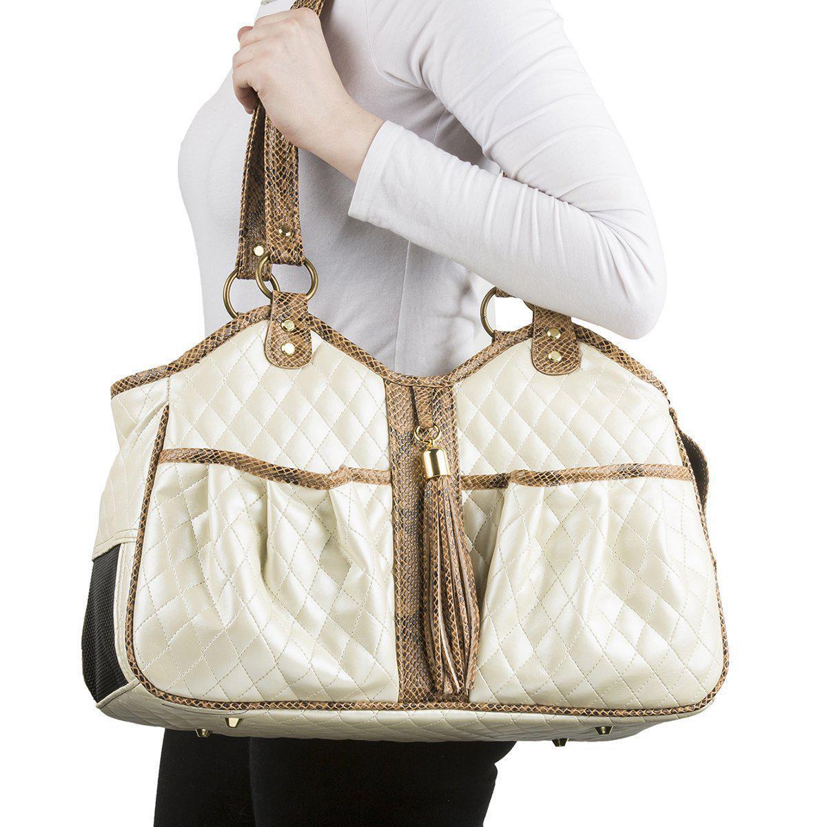 Petote Metro Dog Carrier Ivory Quilted